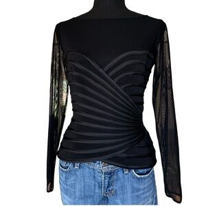 Vintage Y2K Sheer Black Fitted Corset Top JS Collection - Size 6